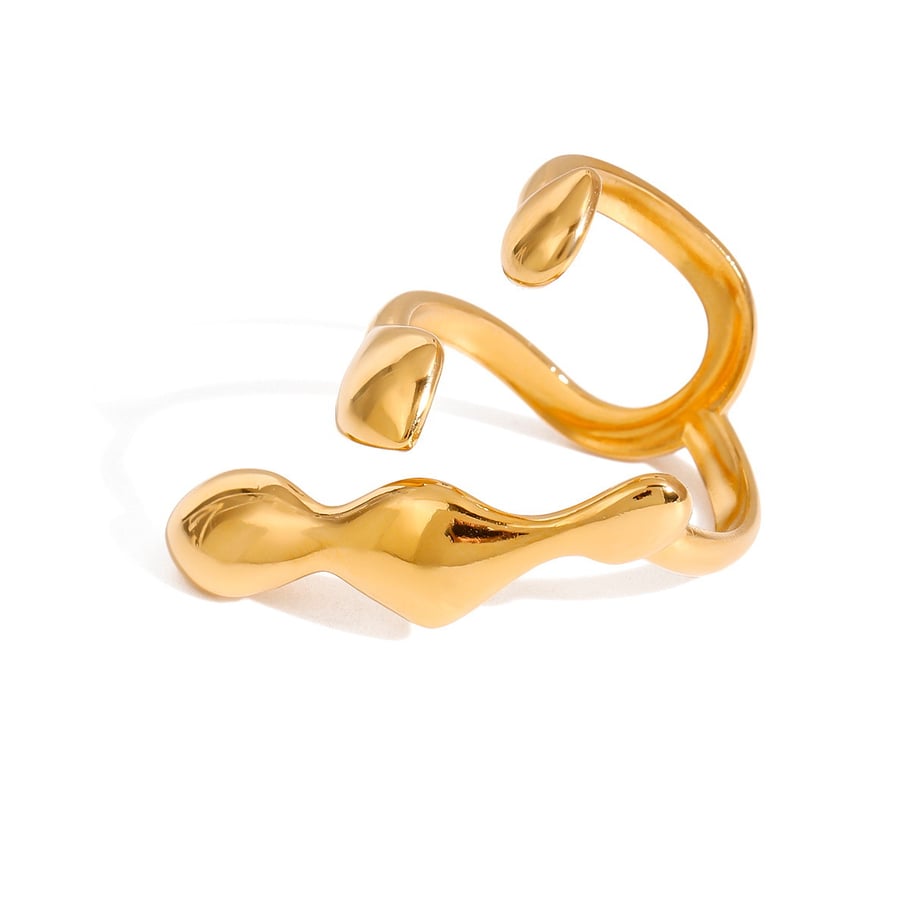 1 Pair Simple Series Simple Geometric Stainless Steel 18K Gold Plated Women Adjustable Rings Picture7