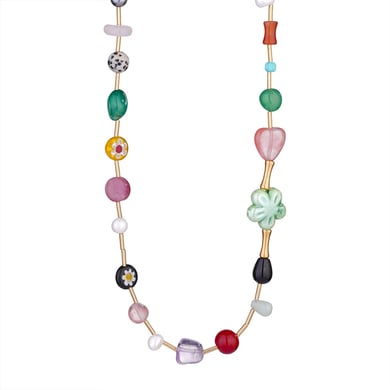 1 Piece Vivid Series Vacation Glass Sea Horse Stainless Steel Gold Color Natural Stone Women's Beaded Necklaces h5 Picture7