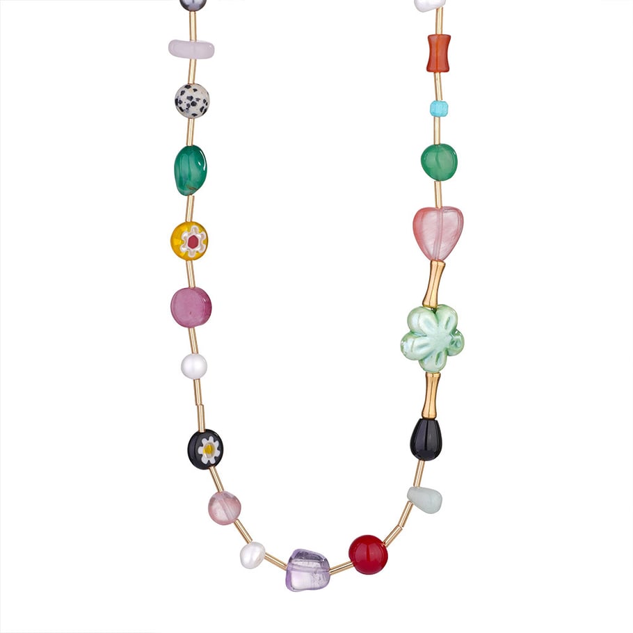 1 Piece Vivid Series Vacation Glass Sea Horse Stainless Steel Gold Color Natural Stone Women's Beaded Necklaces Picture7
