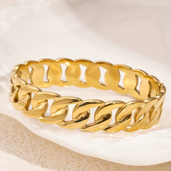 1 stuk Simple Series Daily Twist roestvrij staal goudkleurige damesarmbanden