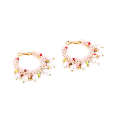 1 Pair Elegant Bead Twisted Pearl Hoop Earrings h5 Picture5