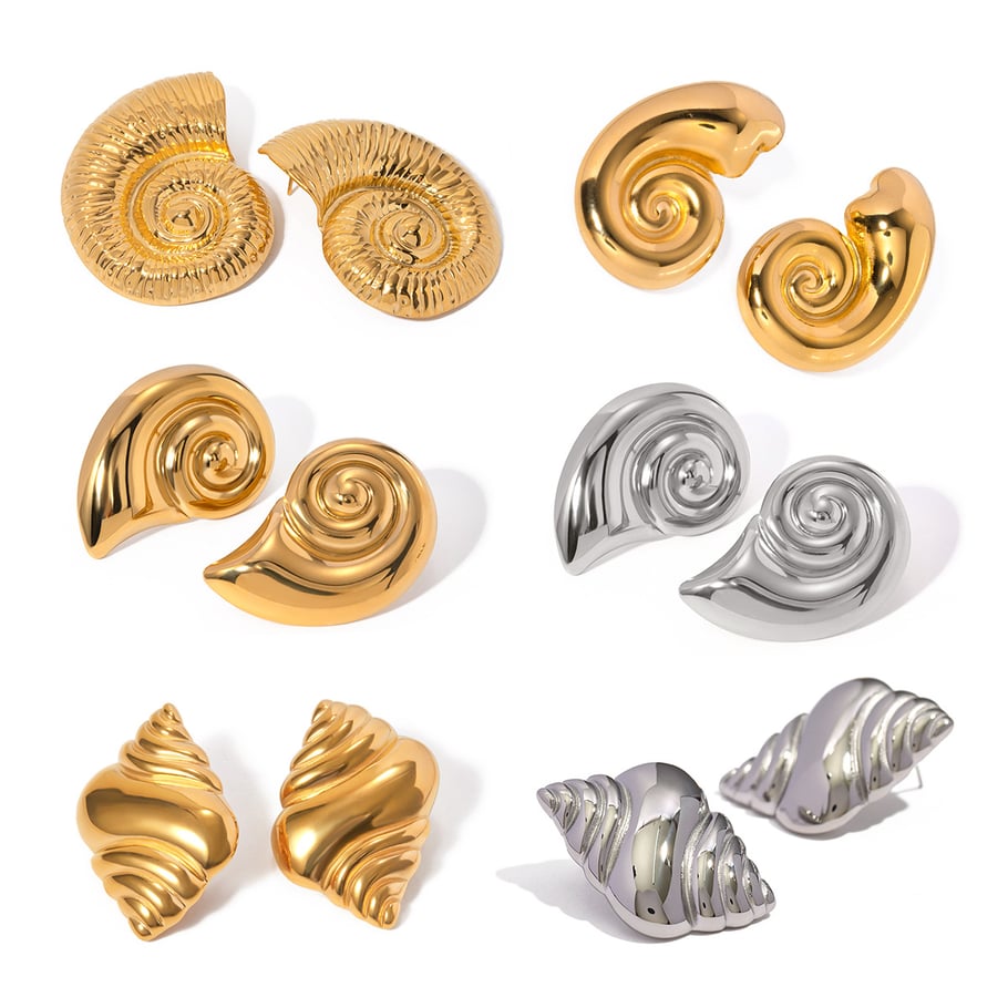 24 new summer conch stainless steel earrings for women European and American celebrities trendy beach style titanium steel earrings Picture5