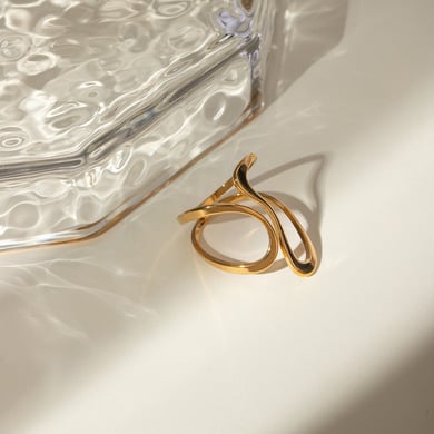 1 Piece Simple Style Geometric Stainless Steel 18K Gold Plated Women's Adjustable Rings h5 Picture4