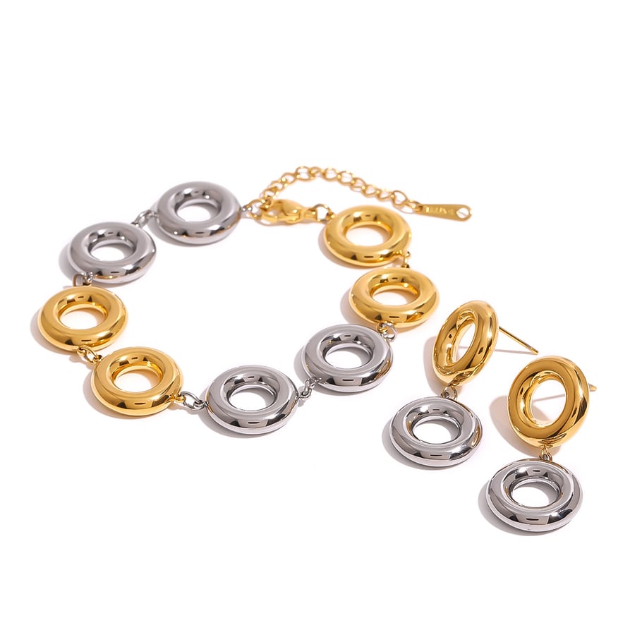 1 Paar Ohrringe im Retro-Stil der Simple Series aus Edelstahl mit 18 Karat Vergoldung für Damen h5Bild5
