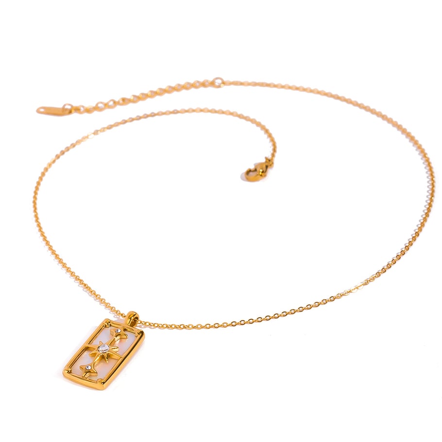 1 Piece Simple Series Retro Engraved Stainless Steel 18K Gold Plated Shell Women Pendant necklaces Picture6