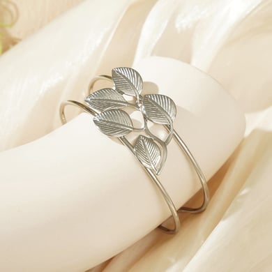 1 Piece Exquisite Series Natural Leaf Stainless Steel Gold Color Women's Bangles h5 Picture8
