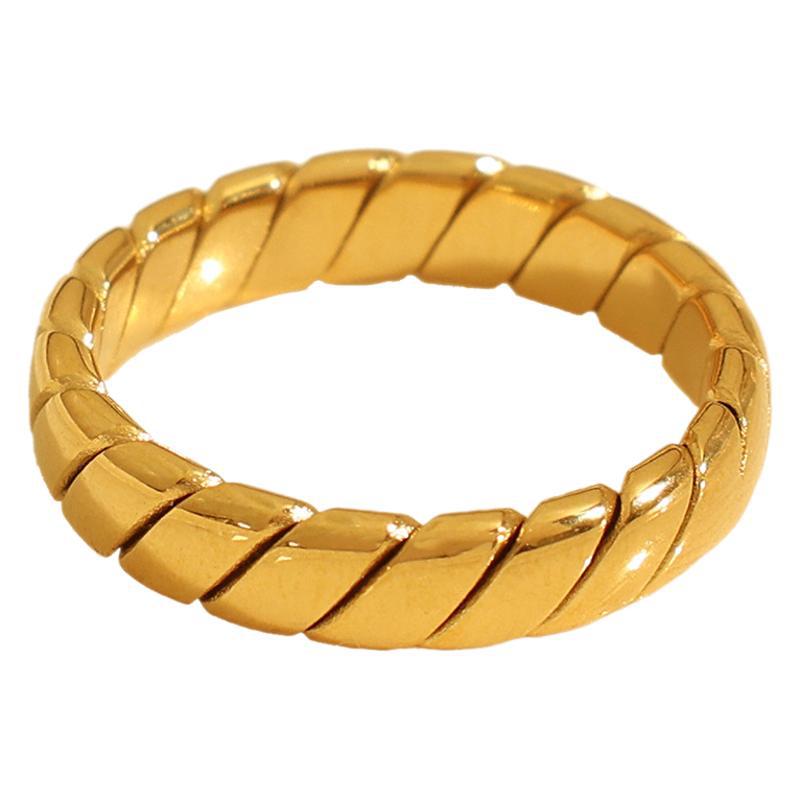 1 Paar Classic Series Daily Twist Titanstahl 18 Karat vergoldete Damen-Einzelringe Bild5