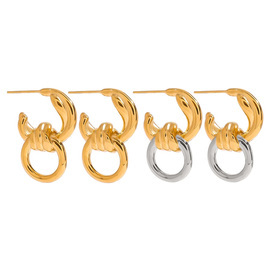 1 Paar Simple Series Daily Twist Edelstahl 18 Karat vergoldete Damen-Tropfenohrringe Bild5