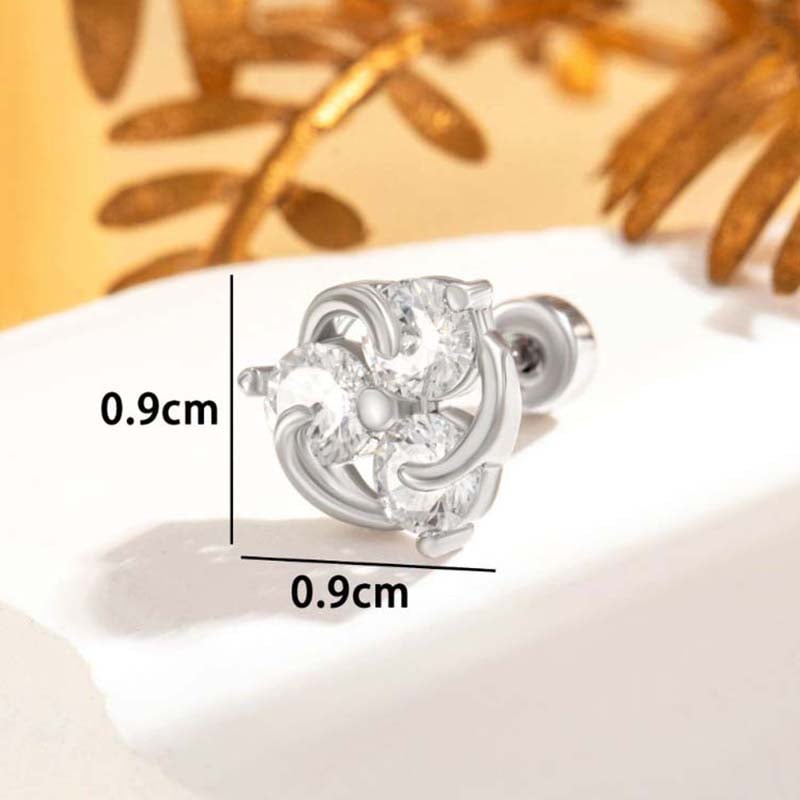 1 Paar Simple Series Einfache geometrische Titanstahl-Ohrstecker ohne Beschichtungsmaterial Zirkonia für Damen 