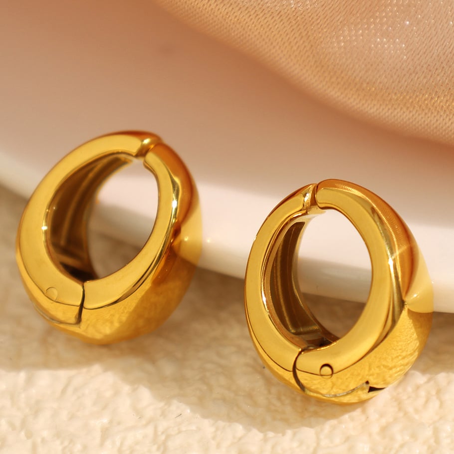 1 Paar Simple Series Klassische einfarbige Edelstahl-Ohrclips in Goldfarbe für Damen Bild3