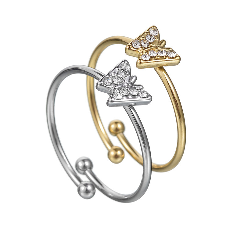 Bague ajustable en acier inoxydable pour femme, série Simple, motif animal simple, 1 pièce Image2