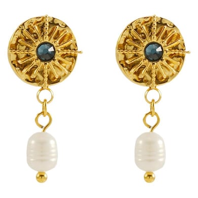 1 Pair Classic Retro Style Astrological Chart Shape Stainless Steel 18K Gold Plated Inlay Pearl Unisex Drop Earrings h5 Picture7