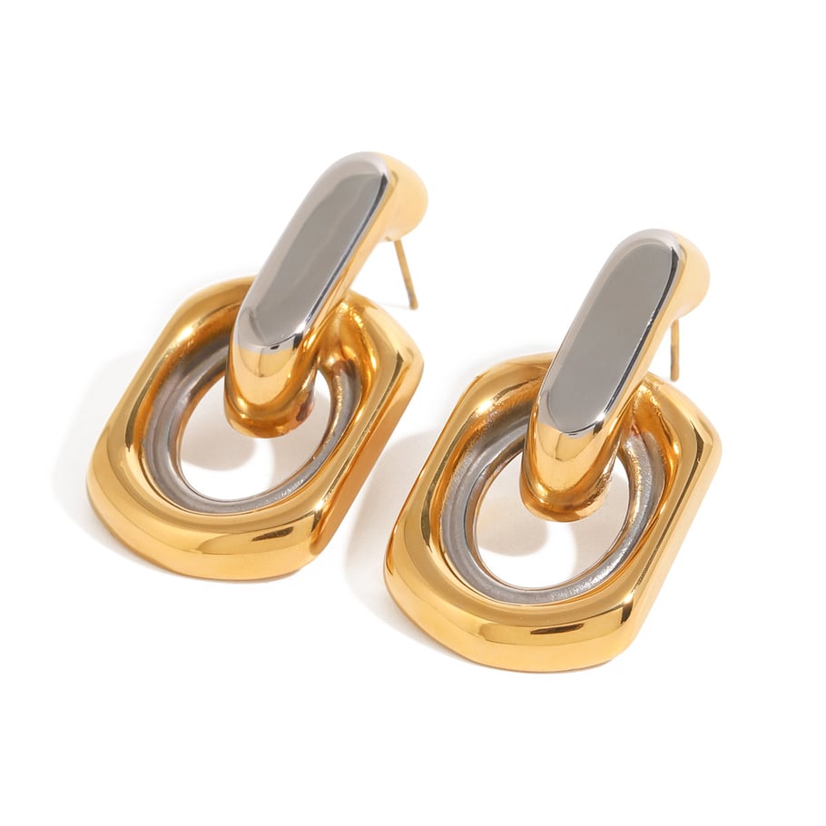 1 Pair Simple Series Casual Geometric Stainless Steel 18K Gold Plated Women Stud Earrings Picture5