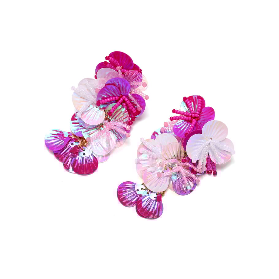 1 Pair Romantic Colorful Sequins Beads Flower Floral Earrings Picture6