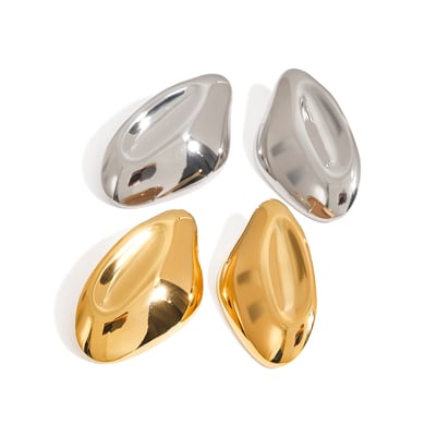 1 par de pendientes de botón de acero inoxidable irregulares de color dorado para mujer, serie simple, Europa y América h5 Imagen10