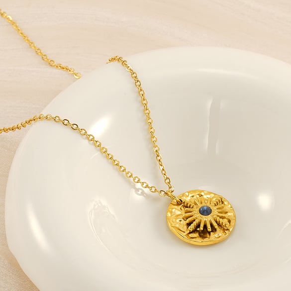 1 Adet Basit Seri Retro Geometrik Paslanmaz Çelik 18K Altın Kaplamalı Yapay Elmas Unisex Kolye 2