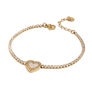 1 Stück Simple Series Sweet Heart Edelstahl 18 Karat vergoldet Strass Damen Charm Armbänder h5 Bild6