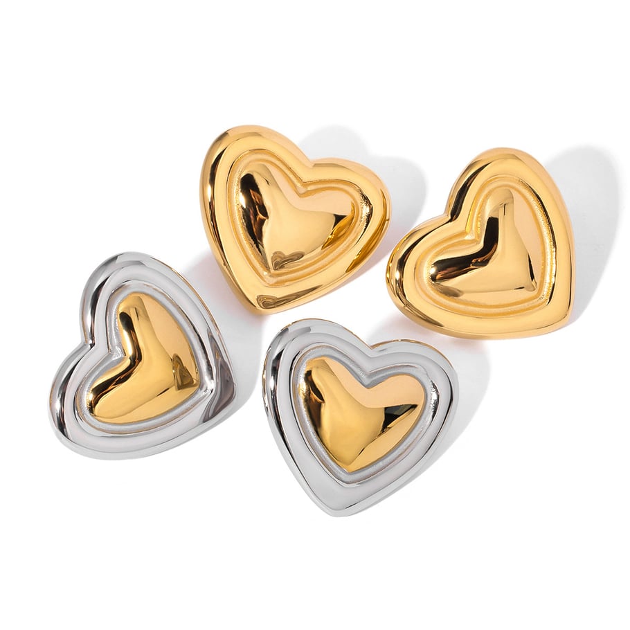 1 Paar Simple Series Retro Herz Edelstahl 18 Karat vergoldet Damen Ohrstecker Bild6