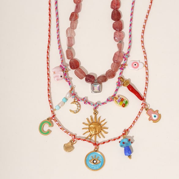 1 stuk Romantische serie Zoete zon/maan roestvrij staal goudkleurige dames hanger kettingen 2