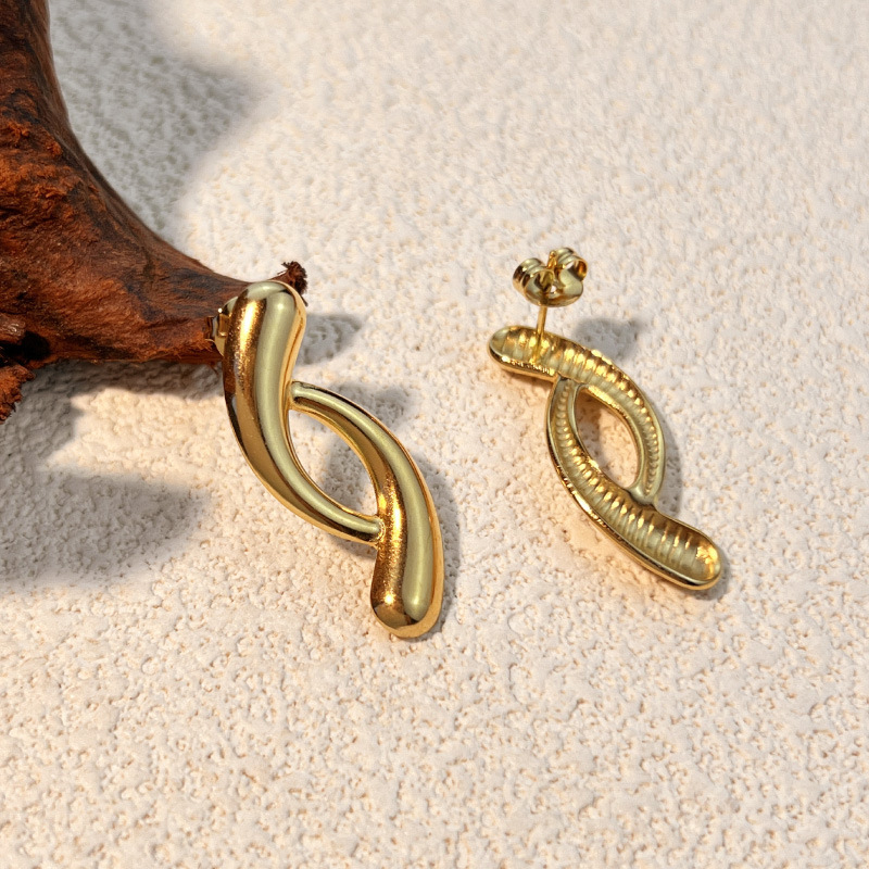 1 Pair Simple Series Geometric Stainless Steel Gold Color Women's Drop Earrings Picture6