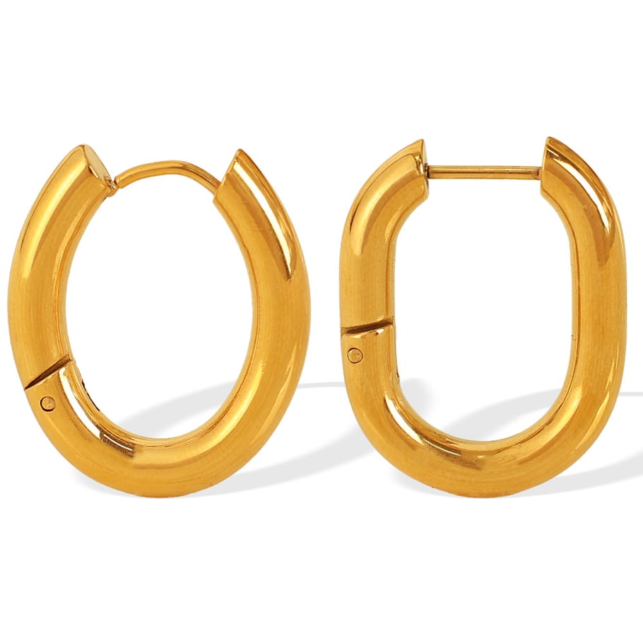 1 Pair Simple Series Classic Solid Color Stainless Steel 18K Gold Plated Women Hoop Earrings Picture6