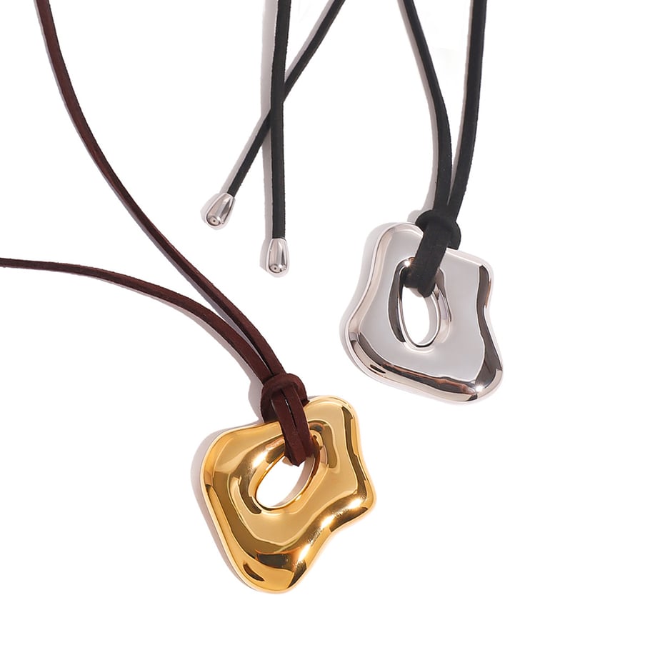 1 Piece Simple Series Daily Solid Color Stainless Steel 18K Gold Plated Women Pendant necklaces Picture5