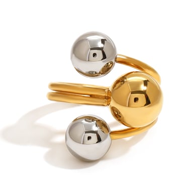 1 Pair Simple Series Classic Geometric Stainless Steel 18K Gold Plated Women Adjustable Rings h5 Picture5