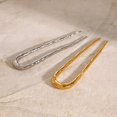 1 Pair Simple Series Daily Letter Stainless Steel 18K Gold Plated Women Hair Clips h5 Picture4