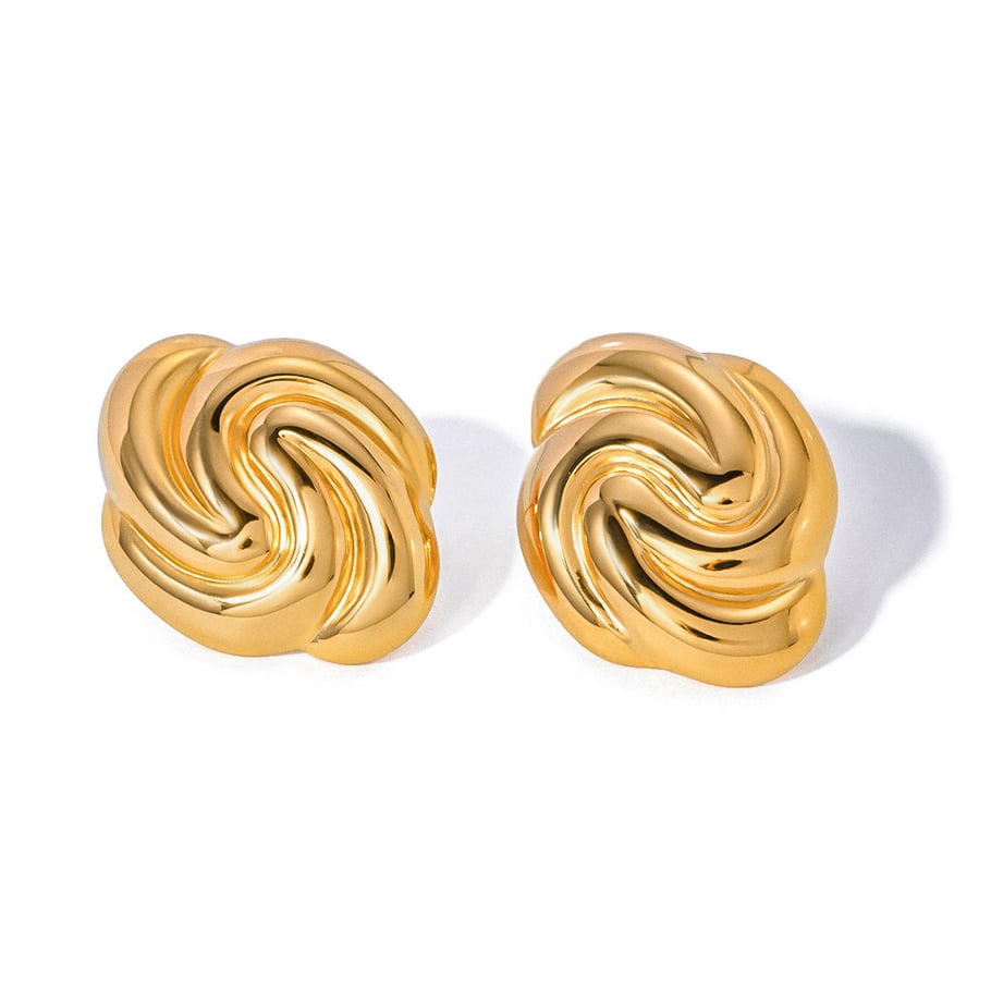 1 Pair Simple Series Retro Twist Stainless Steel 18K Gold Plated Women Stud Earrings Picture5