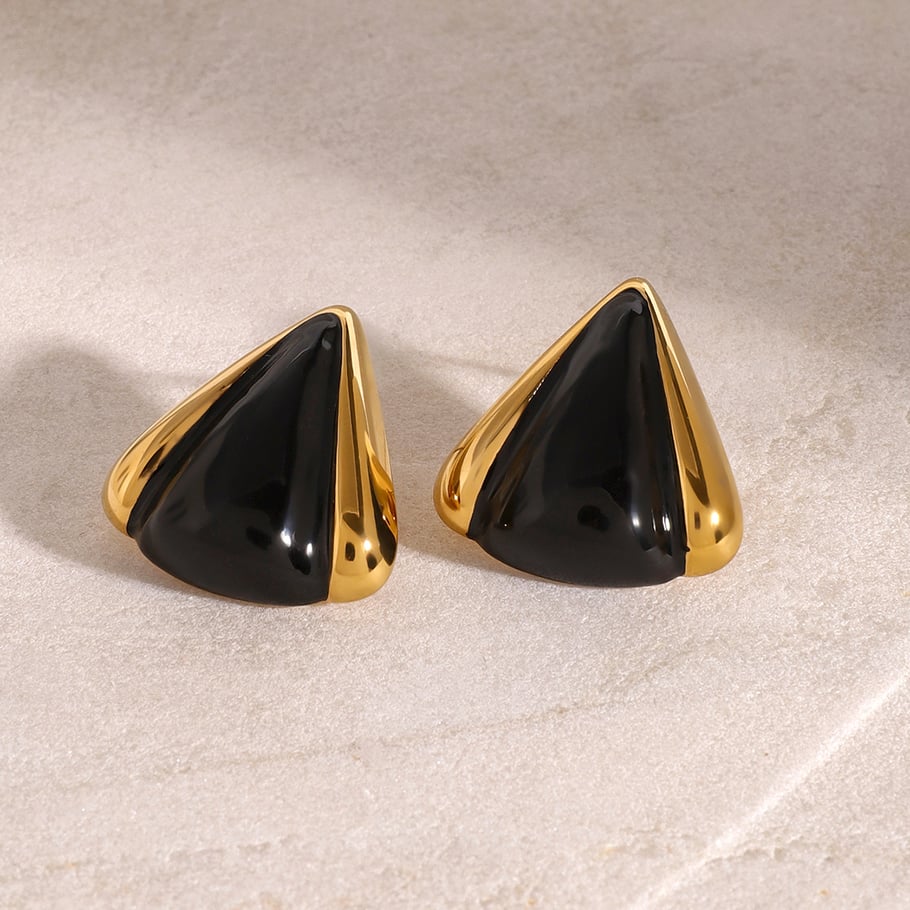 1 Paar Simple Series Tägliche geometrische Ohrstecker aus Edelstahl mit 18 Karat Vergoldung für Damen Bild4