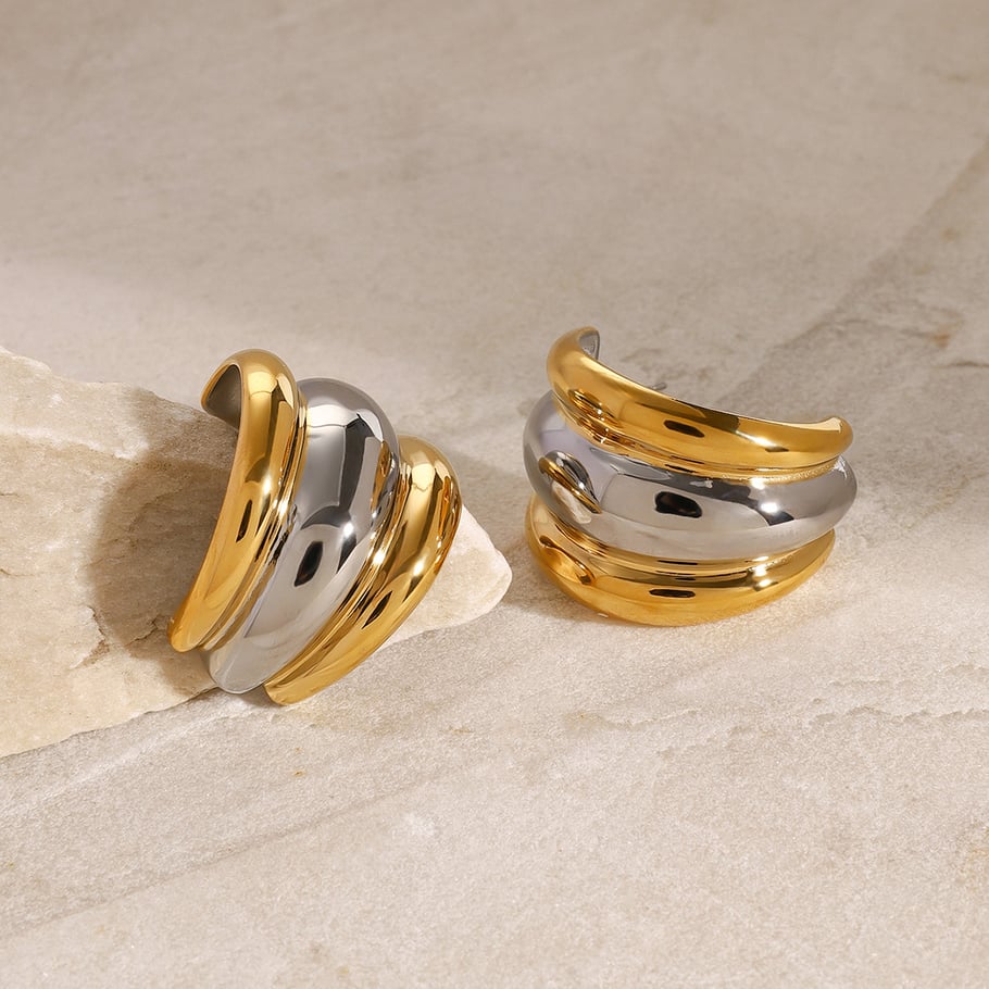 1 Pair Simple Series Daily Letter Stainless Steel 18K Gold Plated Women Stud Earrings Picture3