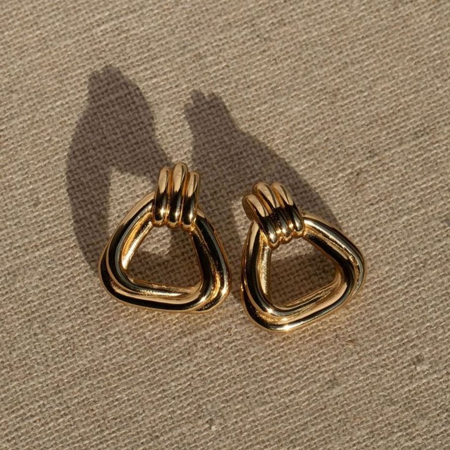 1 Pair Simple Series Europe And America Triangle Stainless Steel   Gold Color  Women's Stud Earrings Picture11