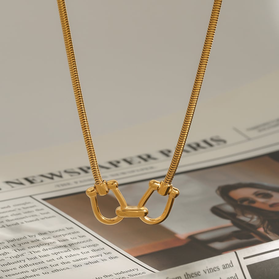 1 Piece Fashionable Series Original Design Line Stainless Steel Gold Color Women's Pendant Necklaces Picture5