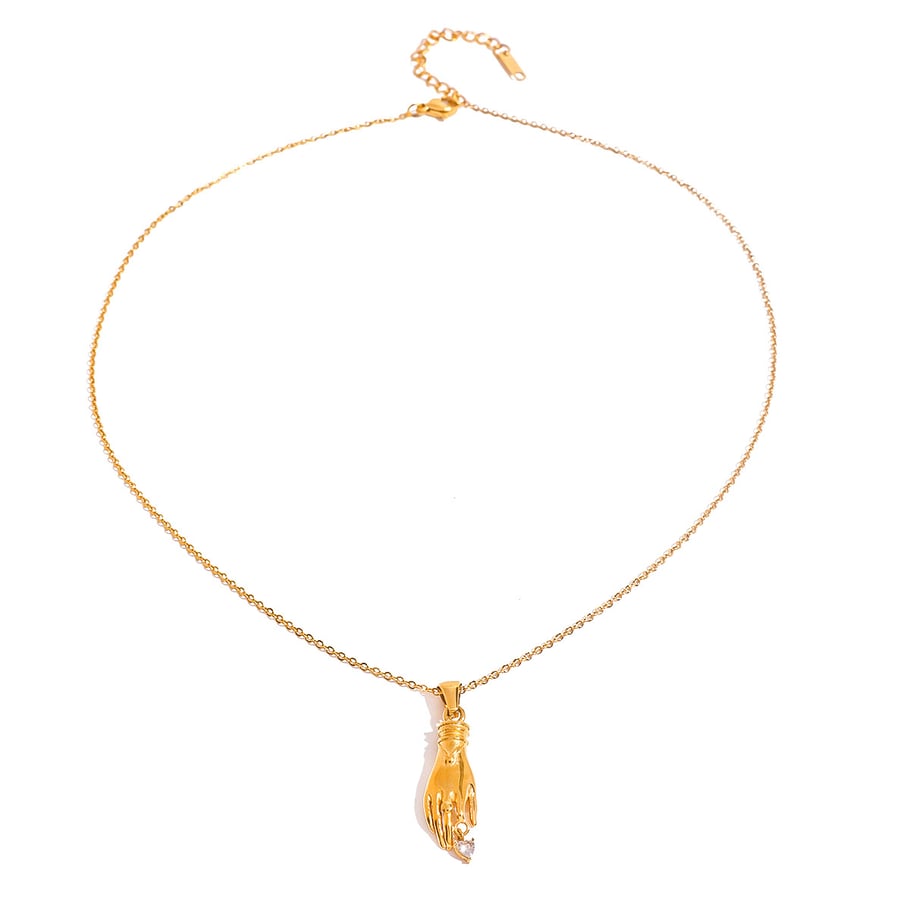 1 Piece Simple Series Punk Geometric Stainless Steel 18K Gold Plated Zircon Women Pendant necklaces Picture6
