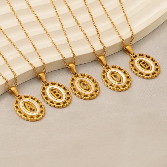 1 pezzo Hip-Pop/Rock Lettera Acciaio inossidabile Placcato oro 18K Unisex Collane con ciondolo 2