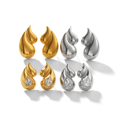 1 Pair Simple Series ins style Droplet 18K Gold Plated Women Stud Earrings h5 Picture6