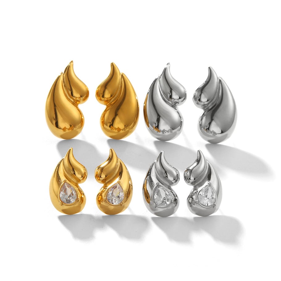 1 Pair Simple Series ins style Droplet 18K Gold Plated Women Stud Earrings Picture6