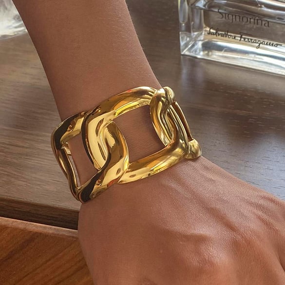 1 Piece Simple Series Casual Solid Color Stainless Steel 18K Gold Plated Women Bangles