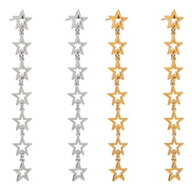 1 Pair Simple Classic Style Hollowed-out Pentagram Shape Stainless Steel 18K Gold Plated Women's Drop Earrings h5 Picture5