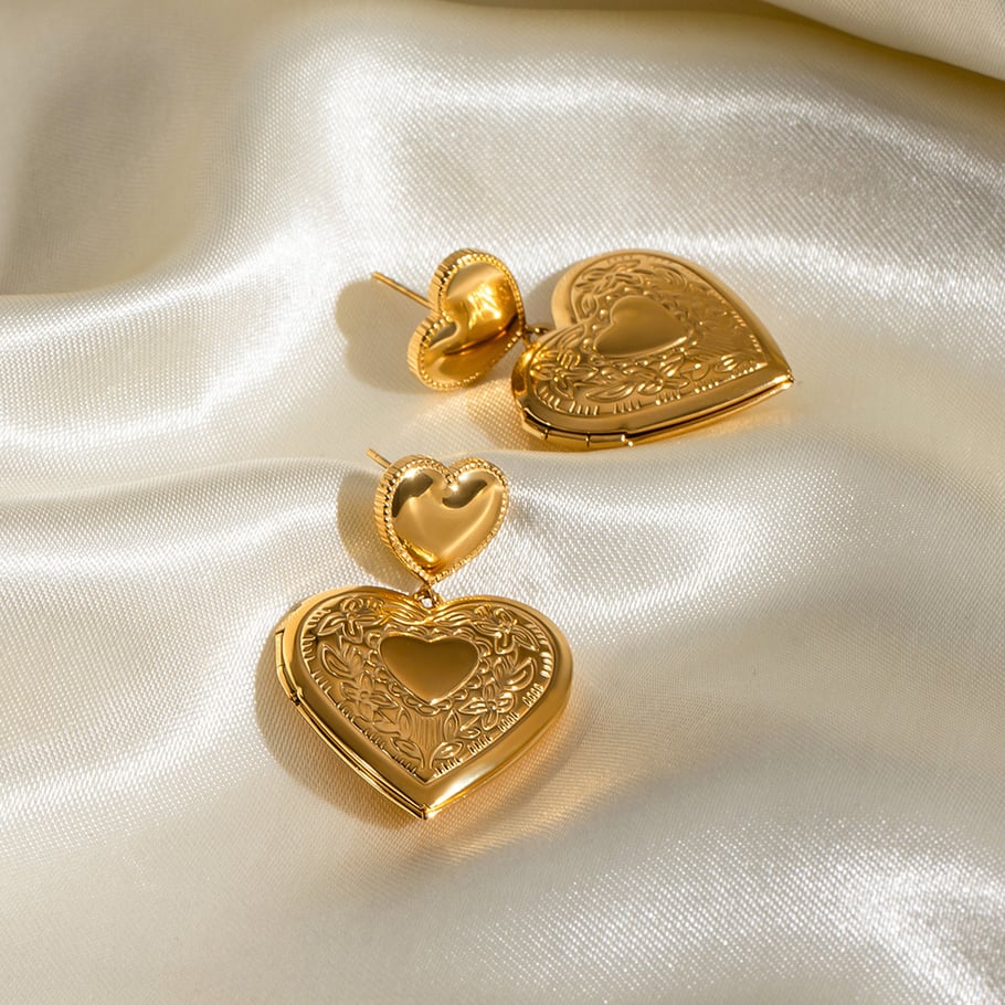 1 Pair Luxurious Series Elegant Sweet Heart Shape Stainless Steel Gold Color Women's DIY Drop Earrings Picture4