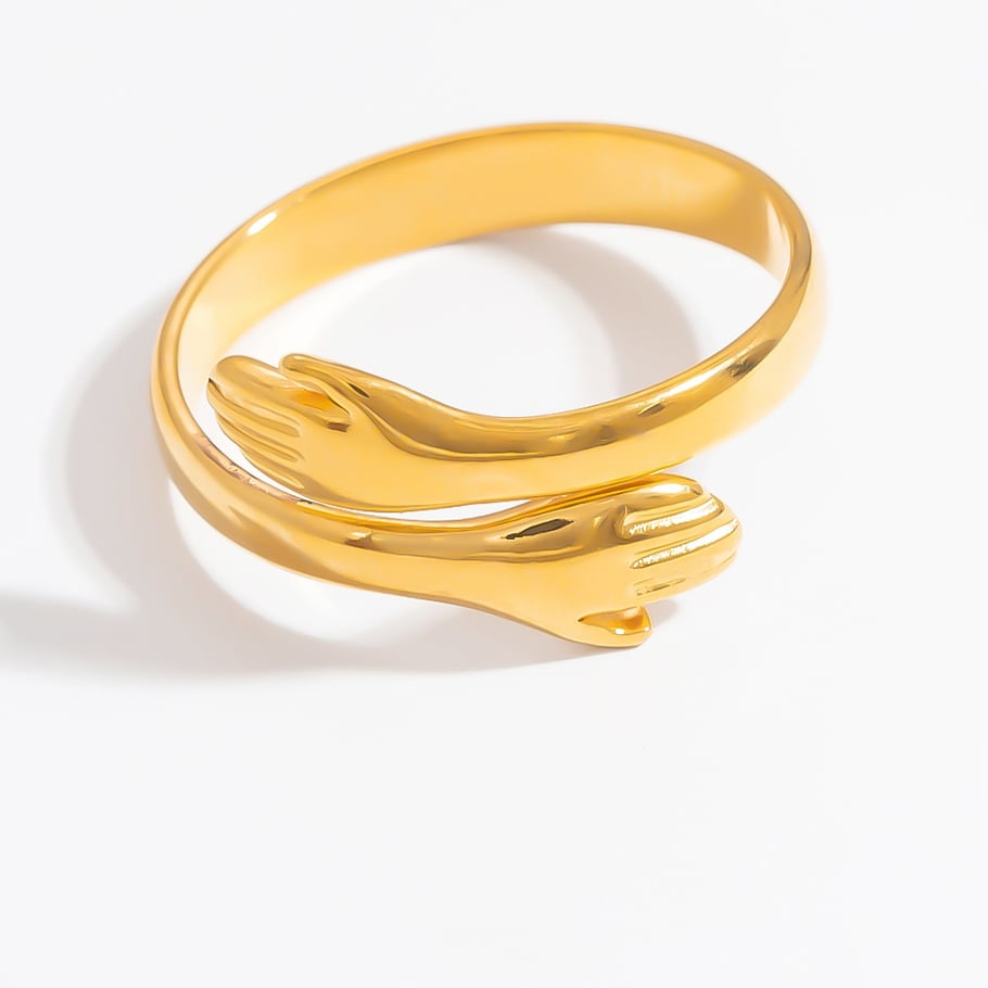 Anillos ajustables para mujer de acero inoxidable color dorado con figura romántica de 1 pieza Imagen10