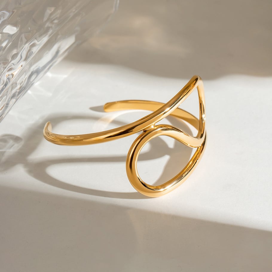 1 Piece Simple Series Simple Annular Stainless Steel 18K Gold Plated Women Bangles Picture5