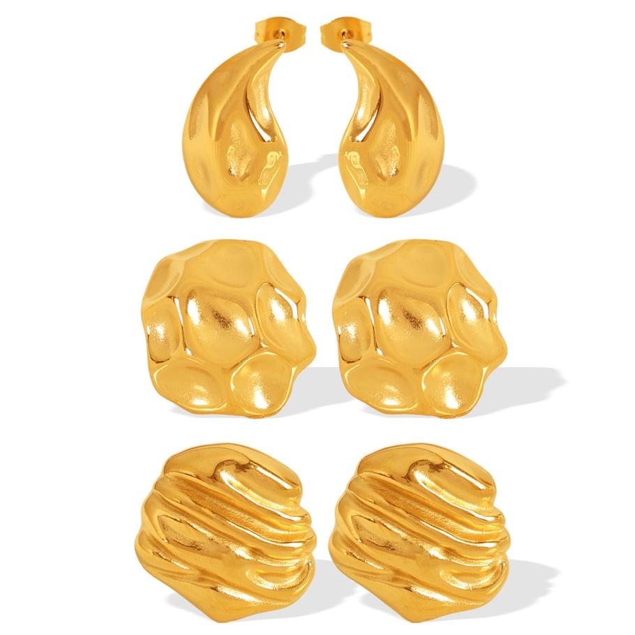 1 Pair Simple Series Classic Droplet Stainless Steel 18K Gold Plated Women Stud Earrings Picture4