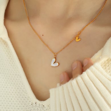 1 Piece Simple Series Simple Heart Stainless Steel 18K Gold Plated Shell Women Pendant Necklaces h5 Picture4