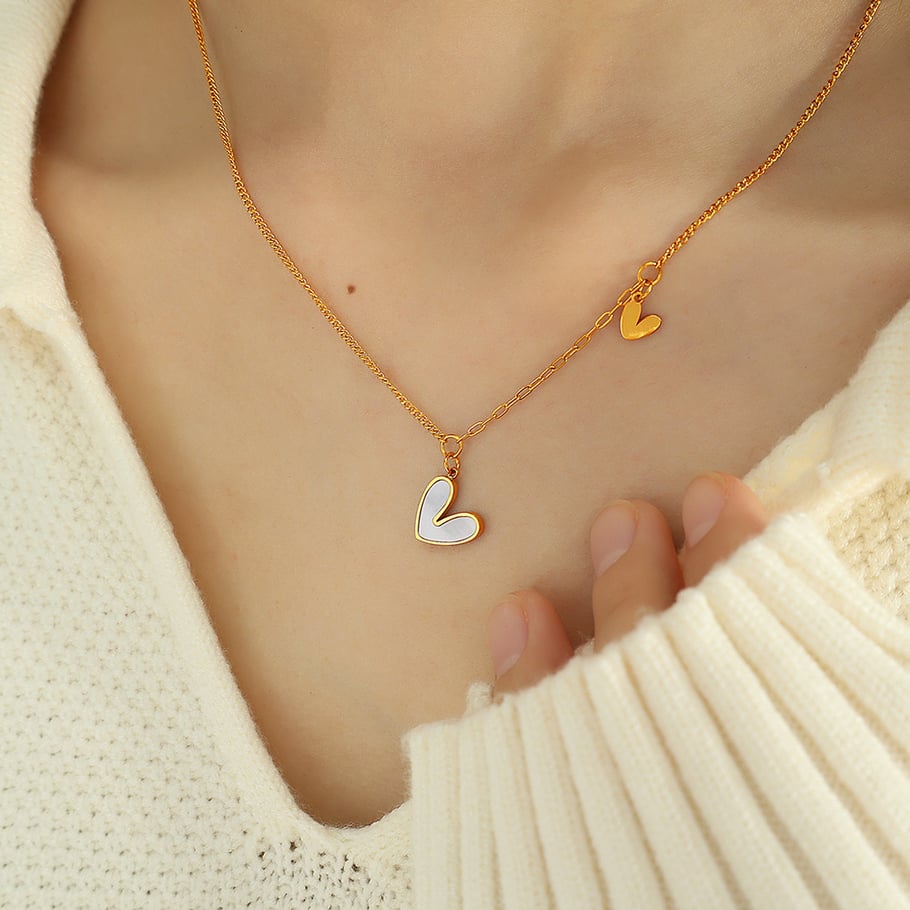 1 Piece Simple Series Simple Heart Stainless Steel 18K Gold Plated Shell Women Pendant Necklaces Picture4