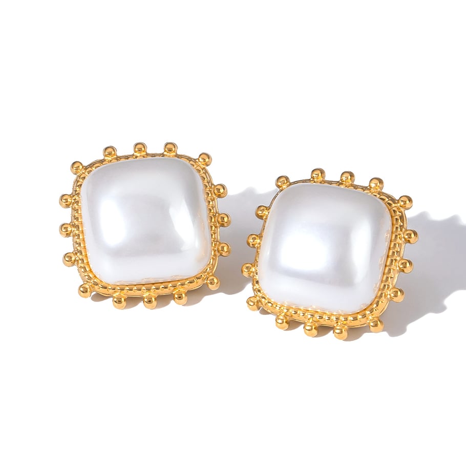1 Pair Simple Series Retro Geometric Stainless Steel 18K Gold Plated Women Stud Earrings Picture11