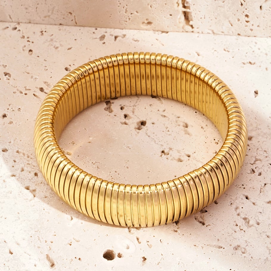 1 Piece Minimalist Series Daily Strip Stainless Steel Gold Color Women's Bangles Picture6