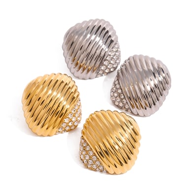 1 Pair Simple Series Retro Geometric Stainless Steel 18K Gold Plated Women Stud Earrings h5 Picture5