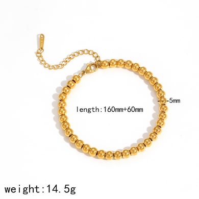 1 stück simple series  style runde edelstahl 18 karat vergoldete damen-perlenarmbänder h5 Bild4