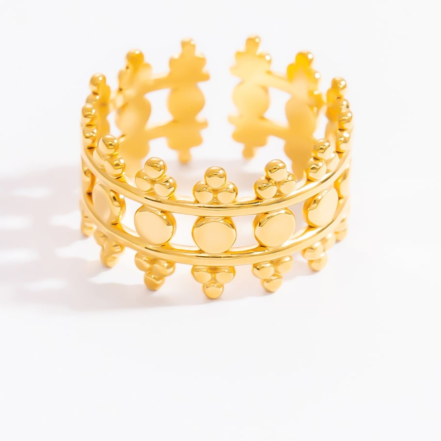 Anillos ajustables para mujer de acero inoxidable color dorado con tira elegante de serie clásica de 1 pieza Imagen10